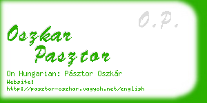oszkar pasztor business card